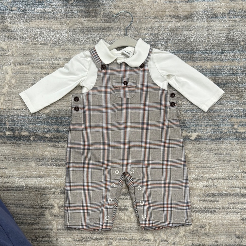 Janie and Jack Gray Plaid Kids Matching Set